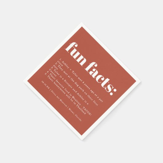 Terracotta Sunrise | Weddenschap Fun Facts Napkins Servet (Hoek)