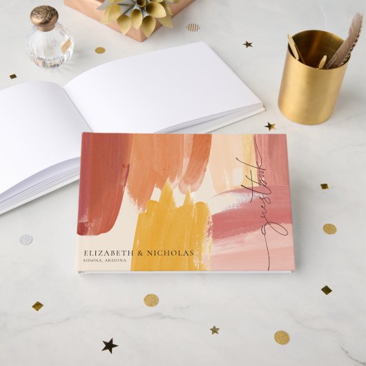 Terracotta Sunrise | Weddenschap Gastenboek (Voorkant open)