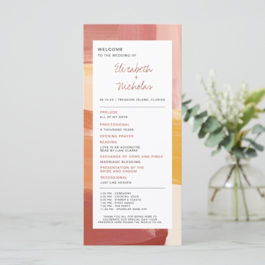 Terracotta Sunrise | Weddenschap-programma Menu (Staand voorkant)