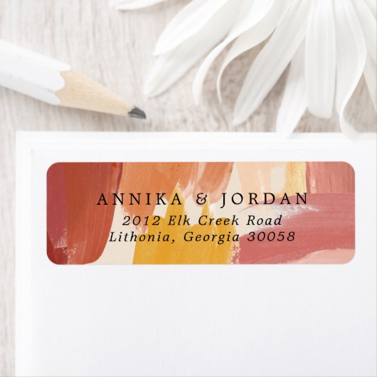 Terracotta Sunrise Wedding Address Label (Insitu)