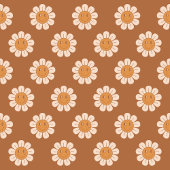 Terracotta Table Runner Groovy Floral 70s Design Lange Tafelloper