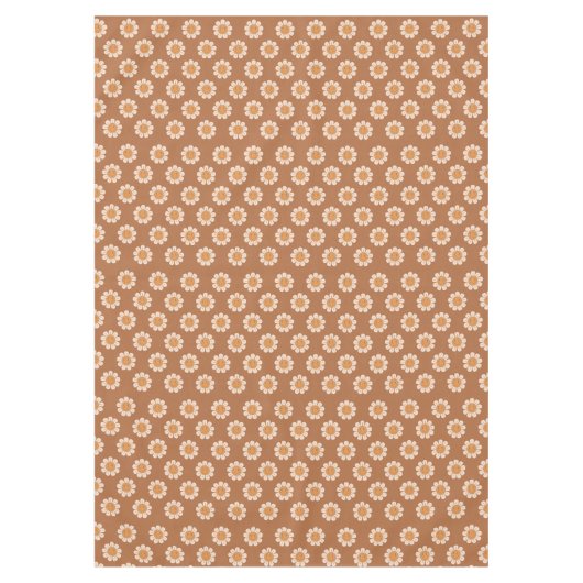 Terracotta Tablecloth Groovy 70s Flower Design Tafelkleed (Voorkant)