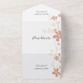 Terracotta tak met initialen bloemen bruiloft all in one uitnodiging (Buitenkant)