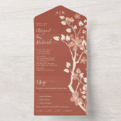 Terracotta tak met initialen bloemen bruiloft all in one uitnodiging (Binnen)