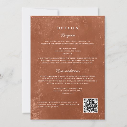 Terracotta Talavera Mexicaanse QR Code Huwelijk Kaart (Achterkant)