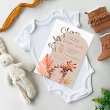 Terracotta Tan Boho Giraffe Babyshower Uitnodiging