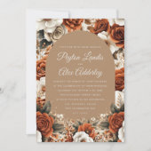 Terracotta Taupe Bloemenboog bruiloft Kaart (Voorkant)