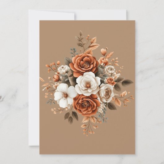 Terracotta Taupe Bloemenboog bruiloft Kaart (Achterkant)