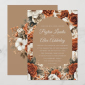 Terracotta Taupe Bloemenboog bruiloft Kaart (Voorkant / Achterkant)