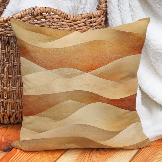 Terracotta Taupe Woestijn Zandgolven Kussen (Terracotta Taupe Desert Sandy Waves Throw Pillow)