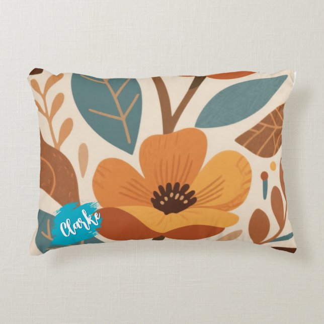 Terracotta & Teal Autumn pattern Accent Kussen (Voorkant)