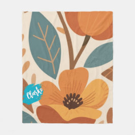 Terracotta & Teal Autumn pattern Fleece Deken