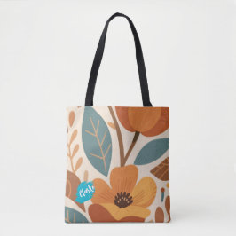 Terracotta & Teal Autumn pattern Tote Bag