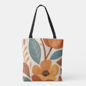 Terracotta & Teal Autumn pattern Tote Bag (Achterkant)