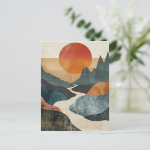 Terracotta Teal Berglandschap Bij Zonsondergang Me Briefkaart