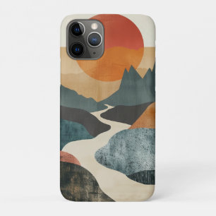 Terracotta Teal Berglandschap Zonsondergang Rivier Case-Mate iPhone Case