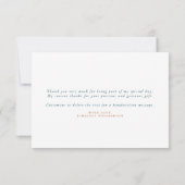 Terracotta Teal Blauwe Bloem Boho Kleine Dank Je Bedankkaart (Achterkant)