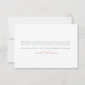 Terracotta Teal Bloem Boho Bruiloft Dank Je Bedankkaart (Achterkant)