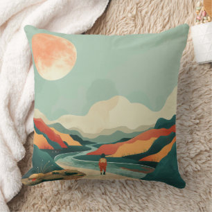 Terracotta Teal Boho Rivier Berg Reis Kussen