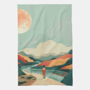 Terracotta Teal Boho Rivier Berg Reis Theedoek