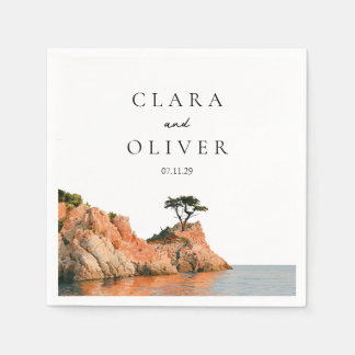 Terracotta Teal Cipres Serif Big Sur Bruiloft Servet