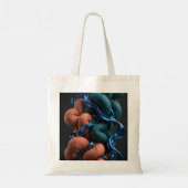 Terracotta Teal Flow - Kleurrijke Verticale 3D Tote Bag (Achterkant)