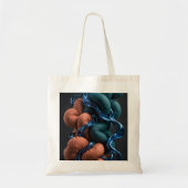Terracotta Teal Flow - Kleurrijke Verticale 3D Tote Bag (Voorkant)