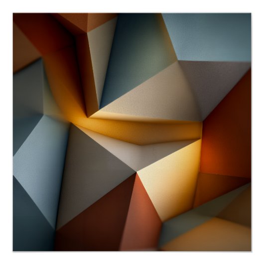 Terracotta Teal Geometrische Vortex 3D Abstract Perfect Poster (Voorkant)