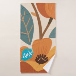 Terracotta & Teal Herfstpatroon Badhanddoek