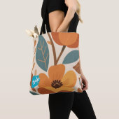 Terracotta & Teal herfstpatroon Tote Bag (Dichtbij)