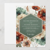 Terracotta Teal Painterly Wedding Kaart (Voorkant / Achterkant)
