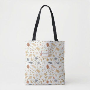 Terracotta Terrazo Modern Abstracte monogram Tote Bag