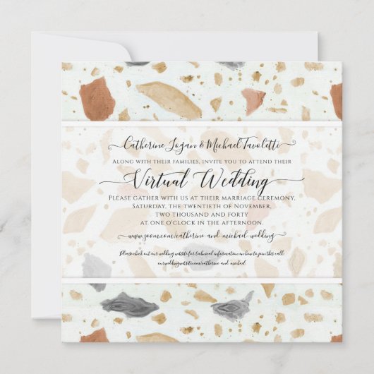Terracotta Terrazzo Moderne aardse virtuele bruilo Kaart (Voorkant)
