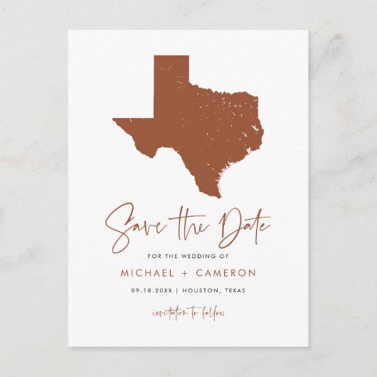 Terracotta Texas State Kaart QR Code Opslaan van d (Voorkant)