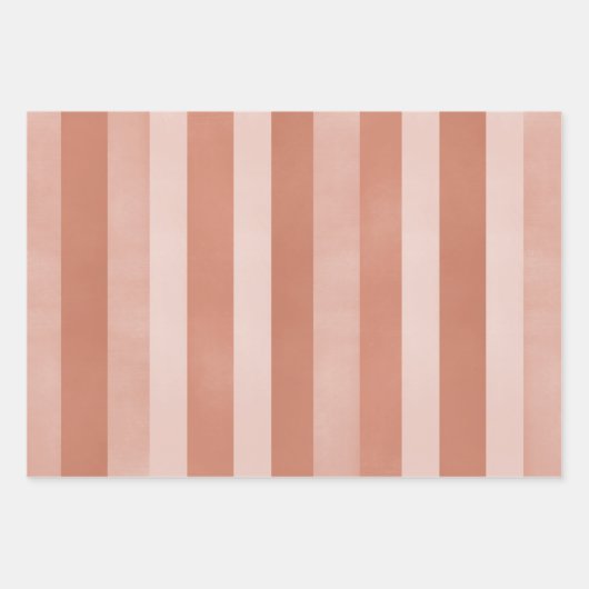 Terracotta Textured Stripes Pattern Inpakpapier Vel (Voorkant 3)