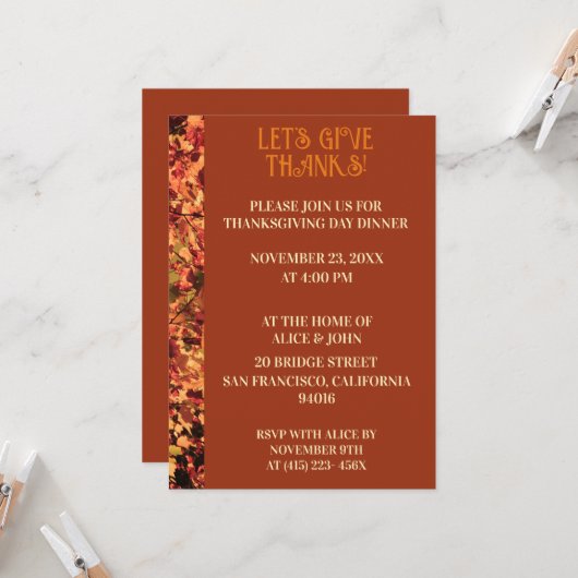 Terracotta Thanksgiving Diner Herfstfeest Kaart (Voorkant / Achterkant in situ)