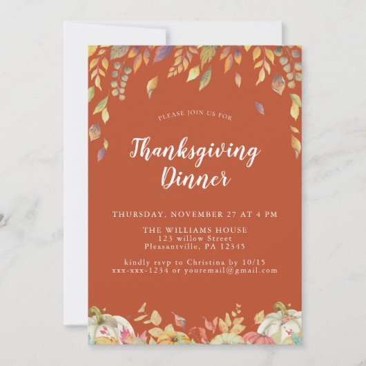 Terracotta Thanksgiving Diner Kaart (Voorkant)