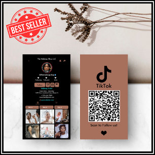 Terracotta TikTok Social Media QR Code Modern Visitekaartje