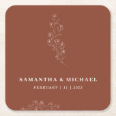 Terracotta Tiny Floral Boho Bruiloft Kartonnen Onderzetters (Voorkant)