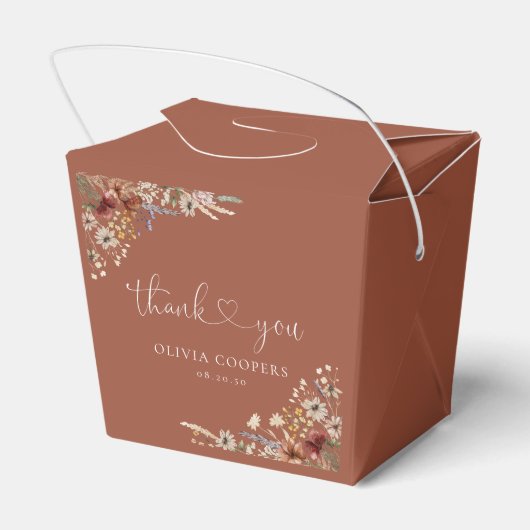 Terracotta Tiny Wildflower Baby shower Favor Box Bedankdoosjes (Achterkant)