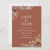 Terracotta Tiny Wildflower Bewaar de datum Kaart (Voorkant)