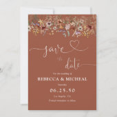 Terracotta Tiny Wildflower Bewaar de datum Kaart (Voorkant)