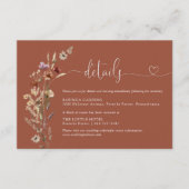 Terracotta Tiny Wildflower bruiloft details Informatiekaartje (Voorkant)