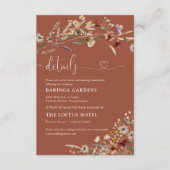 Terracotta Tiny Wildflower bruiloft details Informatiekaartje (Voorkant)