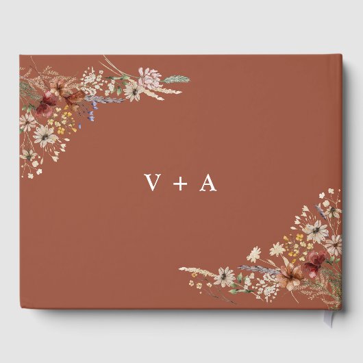 Terracotta Tiny Wildflower Bruiloft Gastenboek (Achterkant)