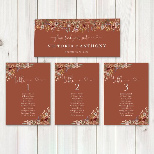 Terracotta Tiny Wildflower Bruiloft Hoofd Tafel Te