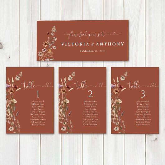 Terracotta Tiny Wildflower Bruiloft Hoofd Tafel Te