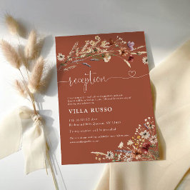 Terracotta Tiny Wildflower bruiloft receptie Informatiekaartje