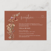 Terracotta Tiny Wildflower bruiloft receptie Informatiekaartje (Voorkant)