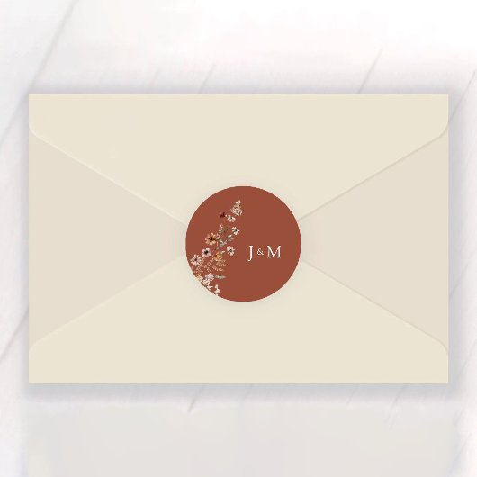 Terracotta Tiny Wildflower bruiloft Ronde Sticker